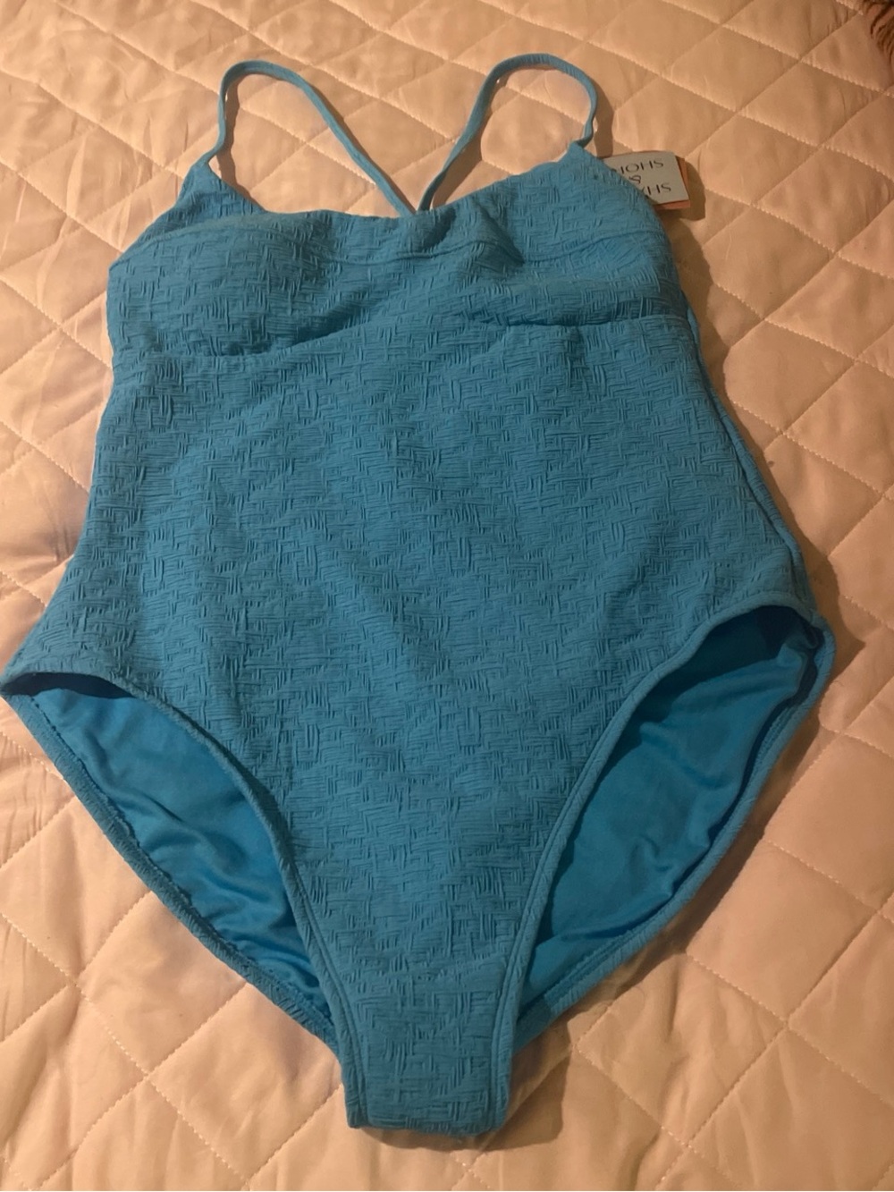 NWT Textured One-Piece Swimsuit in Royal Blue - Size Large